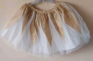 Kids NEW 5-6 years Girls Gold &amp; White Tulle Skirt