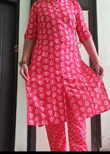Stylish Tomato red Printed Kurta Set
