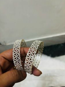 Floral Silver Bangles