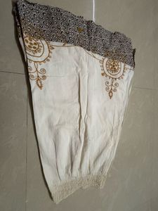 Cream Skirt | Embroidered Border