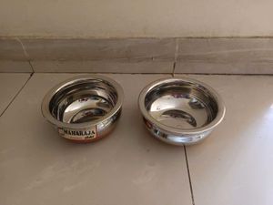 Unused 2 Pieces Stainless Steel Bowls Copper Base