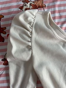 One-Shoulder Ribbed Knit Top