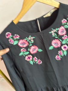 Black Floral Embroidered Dress