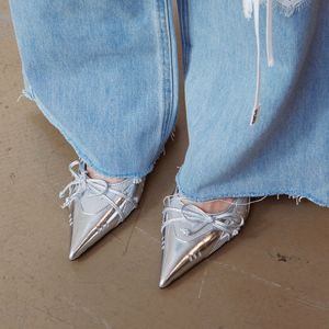 Silver Pointed Toe Heels