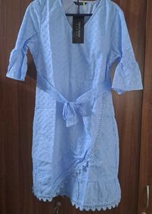 Brand New Light Blue cotton Flared Sleeve Wrap
