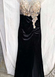 I. Stunning Black Velvet Gown with Embellishments