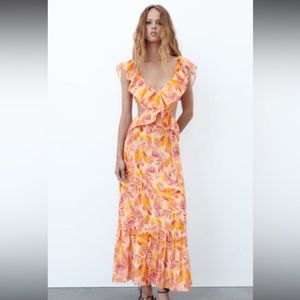 Zara Limited Edition floral Cutout Maxi Dress