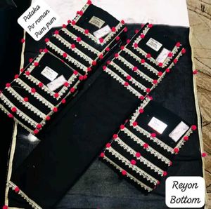Stylish Black Kurta Set with Pom-Pom Details