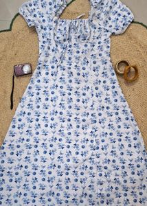 ✦ Vintage Whimsy Blue Midi Dress ✦