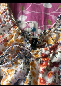 Floral Smocked Waist Puff Sleeve Dress