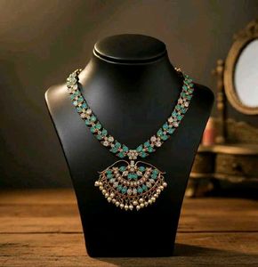 Teal &amp; Pearl Necklace