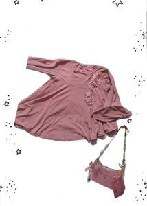Dusty Pink Floral Embroidered Top