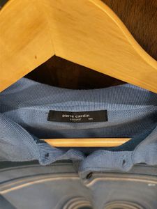 PIERRE CARDIN Striped Blue Knit Polo
