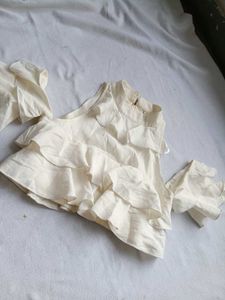 Cream Ruffle Halter Top