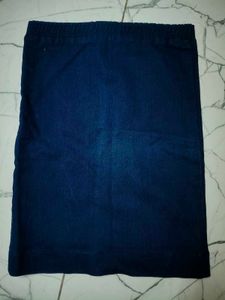 Blue Denim Elastic Waist Pants