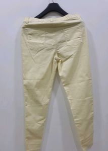 Cream Colored Fitted Pants