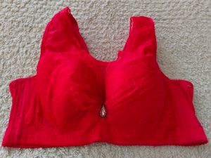 Red Lace Bra with Jewel Detail