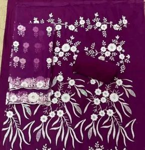 Unstitched Material Embroidered Kurta Set with Dup