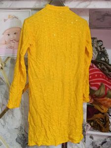 Beautiful Yellow Chikankari Kurta for men with pan