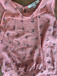 Cute Pink Bow Print Sleeveless Top