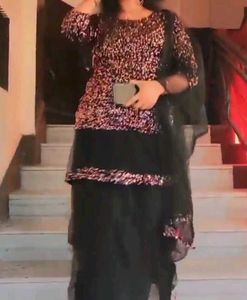 Sparkling Black Tiered Lehenga
