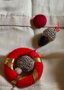 Cream Kurta with Red Accents