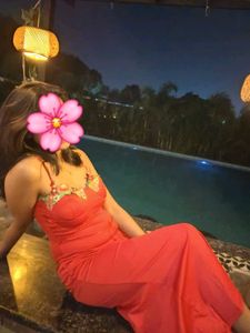 Red Embroidered Midi length dress