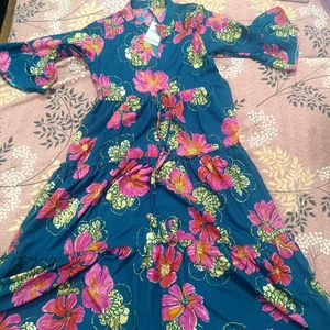 Seagreen Floral Maxi Dress with Bell Sleeves