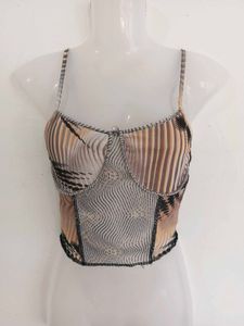 Unique Abstract Print Corset Top