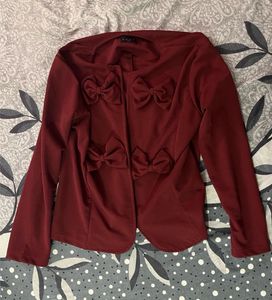 Maroon Bow Blazer