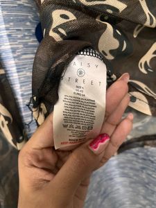 Sheer Mesh Print Long Sleeve Top