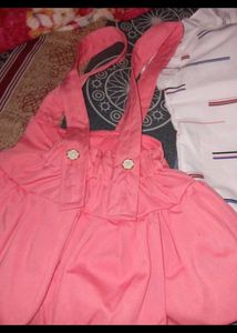 Cute Pink Dress and White Top Set