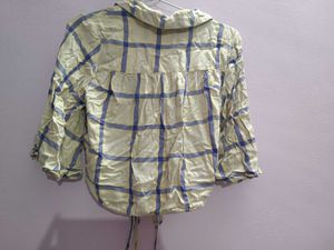 Checkered Tie-Front Top