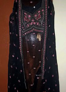 Embellished Black-Pink Ethnic Set