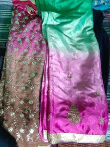 Embroidered Ombre Saree
