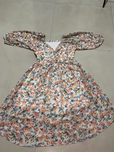 Floral Puff Sleeve Midi Dress