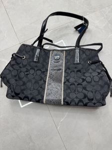 Coach Black Signature Stripe Handbag