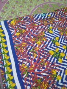 Vibrant Lemon &amp; Coral Print kaftan
