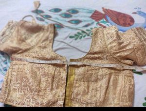 Orange Silk Saree with Golden Border
