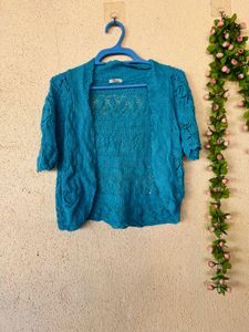 Teal Blue Knit Bolero Cardigan