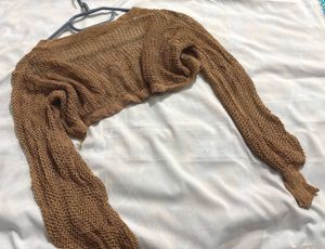 🎁Boho Crop Brown Knit Cardigan R