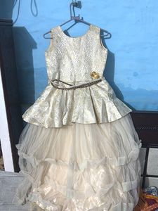 Elegant Cream & Gold Gown