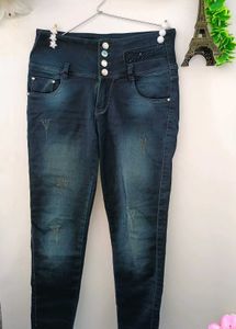 Charcoal blue Lightly Ripped Jeans👖