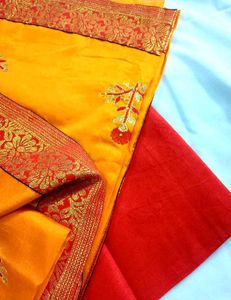 (Free Delivery🌺)beautiful Mustard Saree