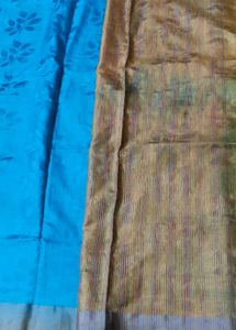 Beautiful Blue Saree with Floral Print