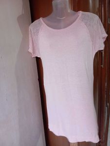 Light Pink Lace Sleeve Top