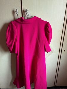Vibrant Pink Blazer Dress with Ruffles