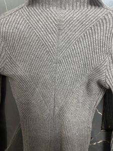 Gray Ribbed Knit Mini Dress