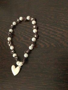 Pearl &amp; Heart Charm Bracelet