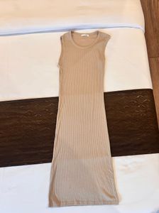 Beige Knit Sleeveless Bodycon Maxi Dress for Women